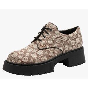 Coach Lyla Signature Jacquard Women Size 7.5 Chunky Platform Derby Shoes NEW